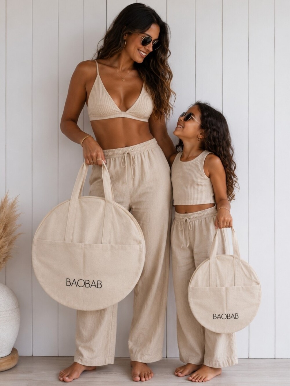 BAOBAB "Mama & Mini" Matching Circle Canvas Tote Bag Set